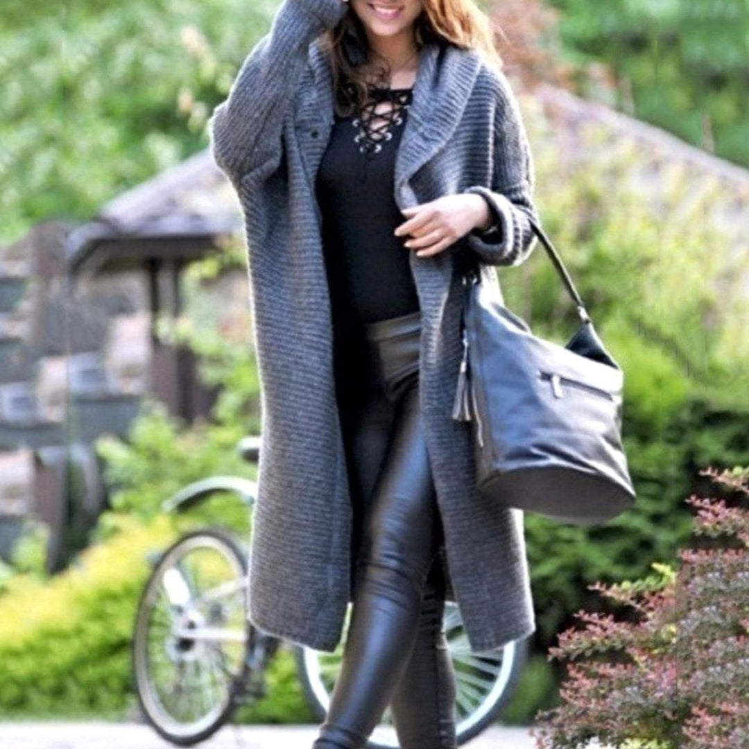 Women's Hooded Longline Knit Cardigan