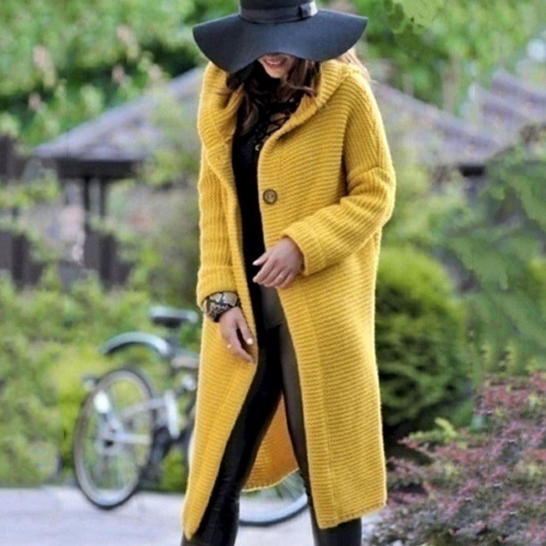 Women's Hooded Longline Knit Cardigan