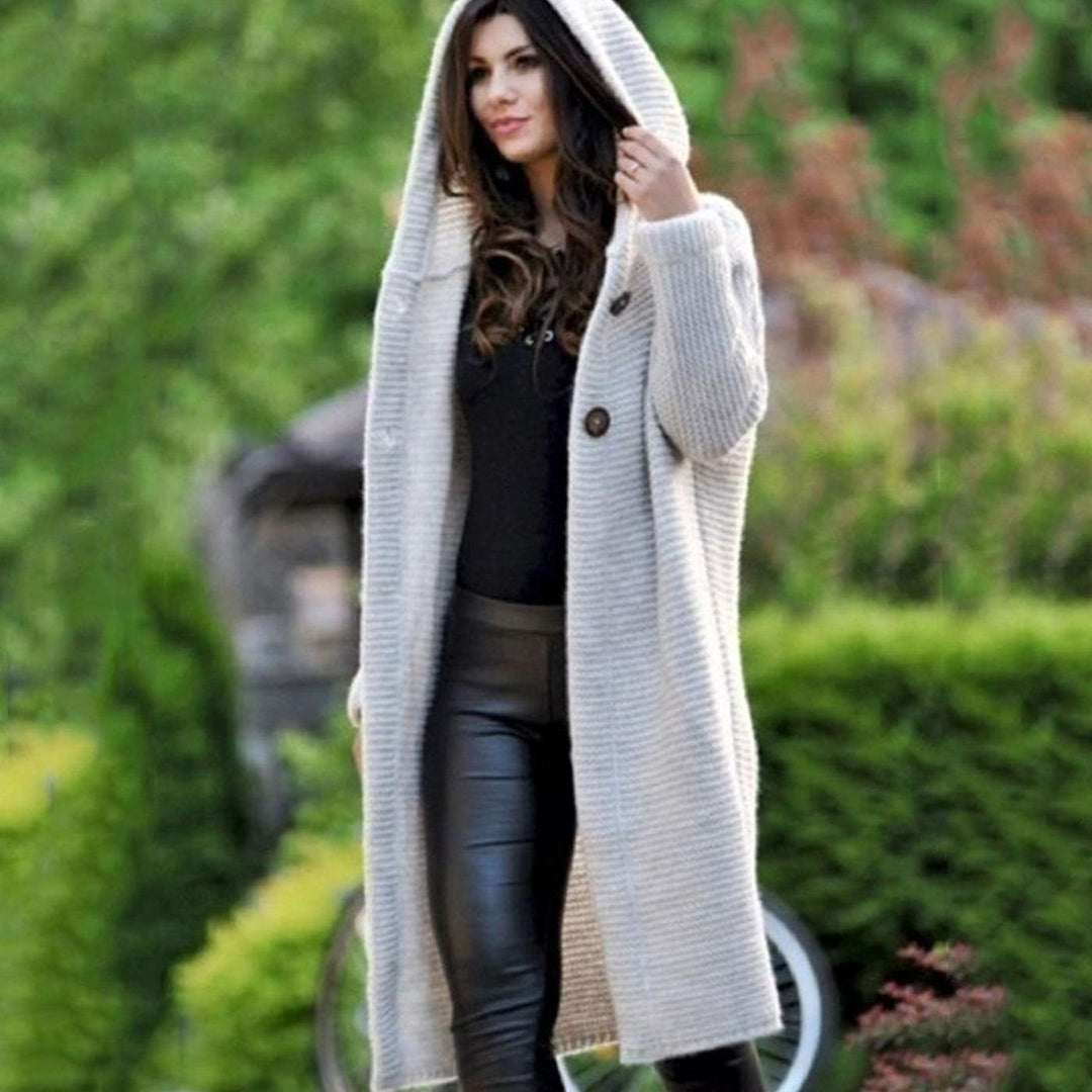 Women's Hooded Longline Knit Cardigan