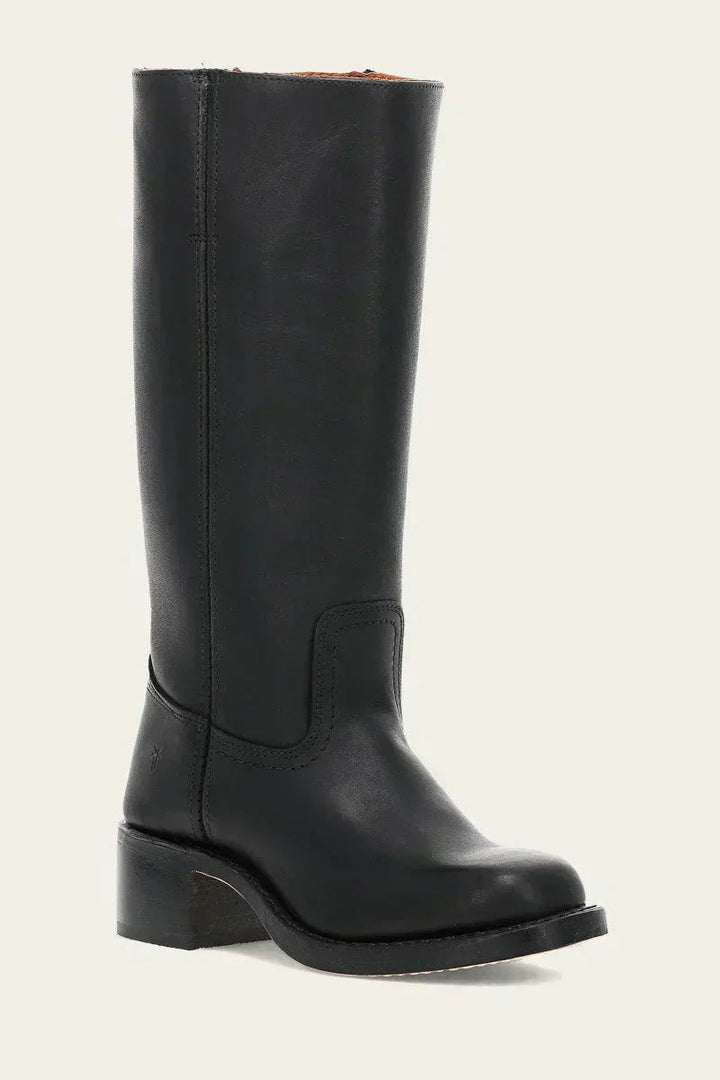 Women's Leather Knee-High Boots with Block Heel