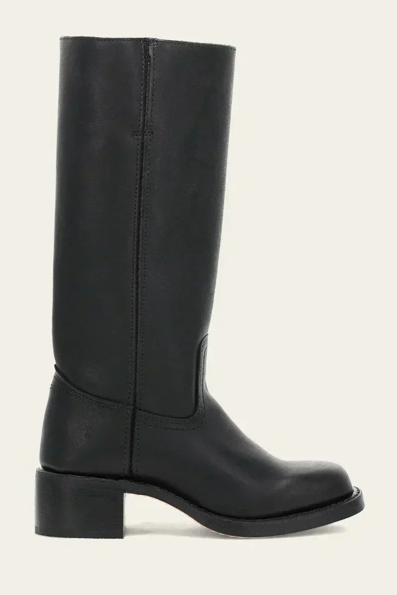 Women's Leather Knee-High Boots with Block Heel