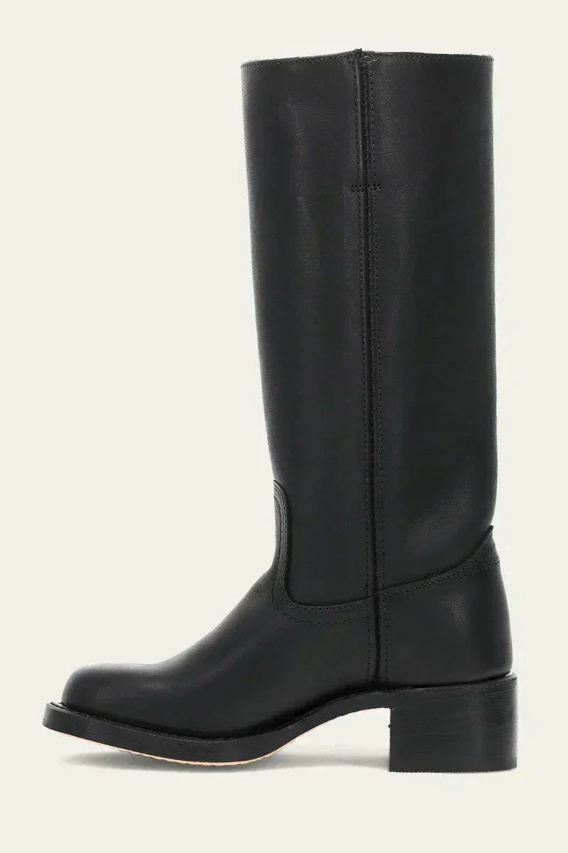Women's Leather Knee-High Boots with Block Heel