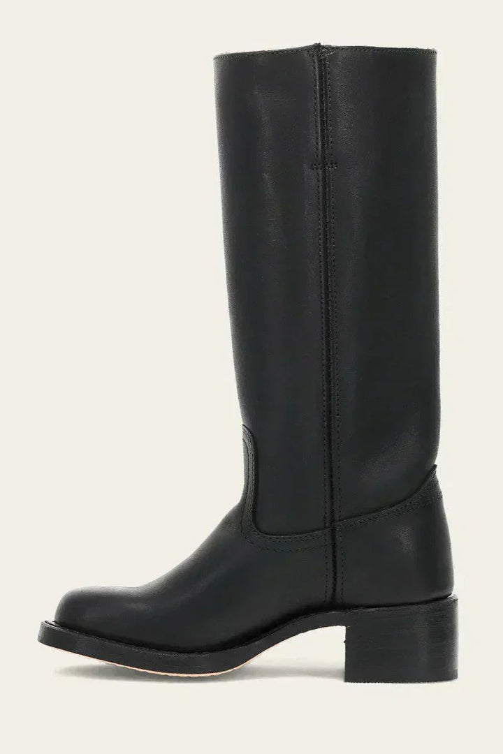 Women's Leather Knee-High Boots with Block Heel