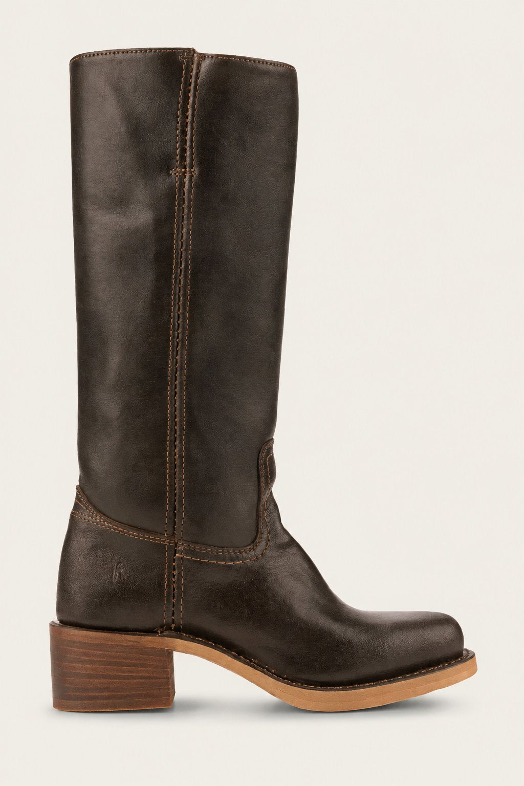 Women's Leather Knee-High Boots with Block Heel