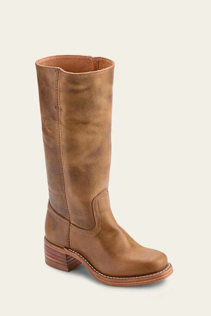 Women's Leather Knee-High Boots with Block Heel
