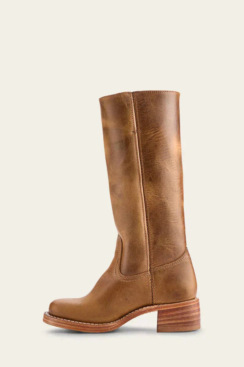Women's Leather Knee-High Boots with Block Heel