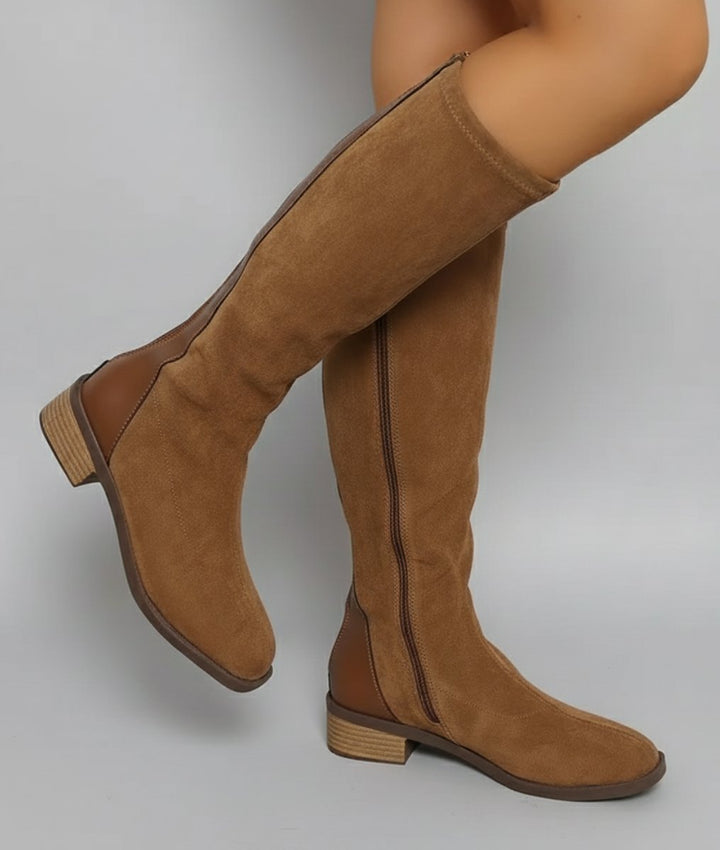 Women's Suede Knee-High Boots with Block Heel