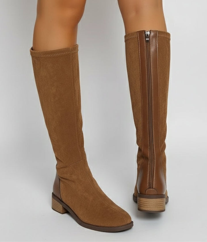 Women's Suede Knee-High Boots with Block Heel