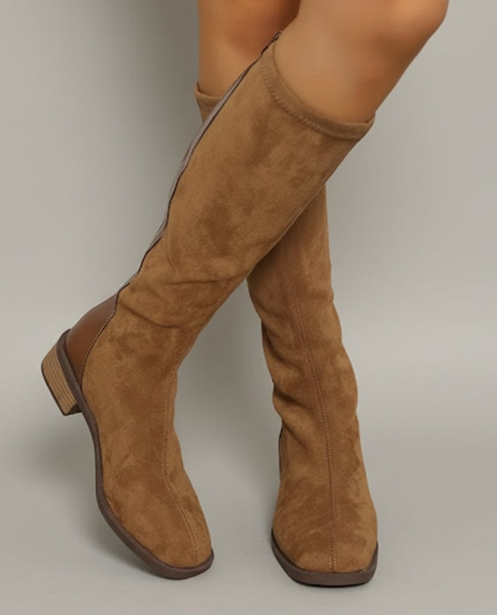Women's Suede Knee-High Boots with Block Heel