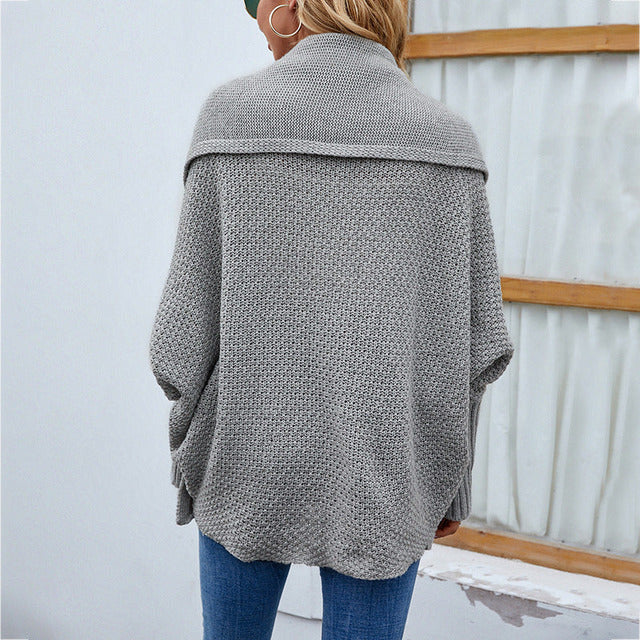 Women's Knit Oversized Cardigan with Dolman Sleeves