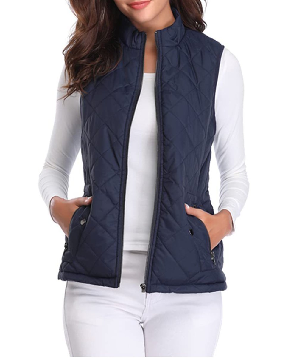 Women's Quilted Gilet with Stand Collar