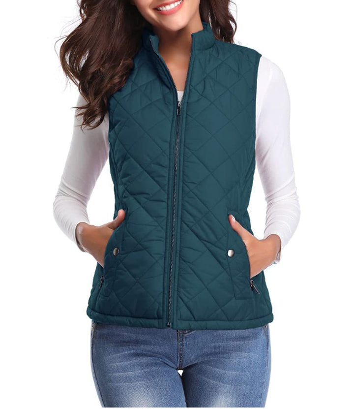 Women's Quilted Gilet with Stand Collar