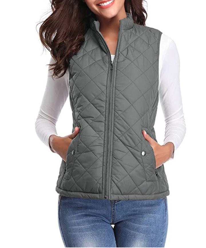 Women's Quilted Gilet with Stand Collar