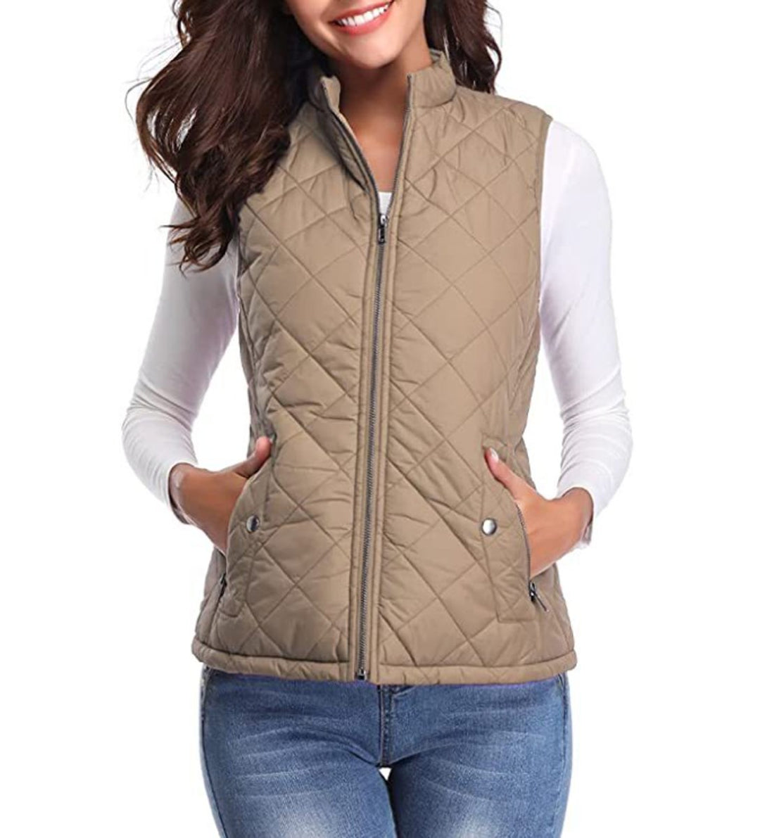 Women's Quilted Gilet with Stand Collar