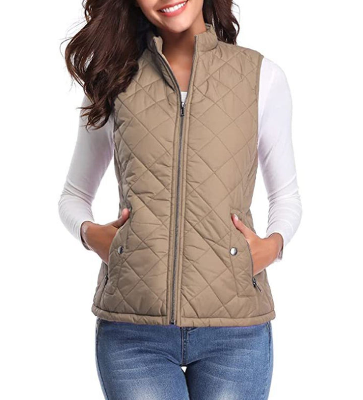 Women's Quilted Gilet with Stand Collar