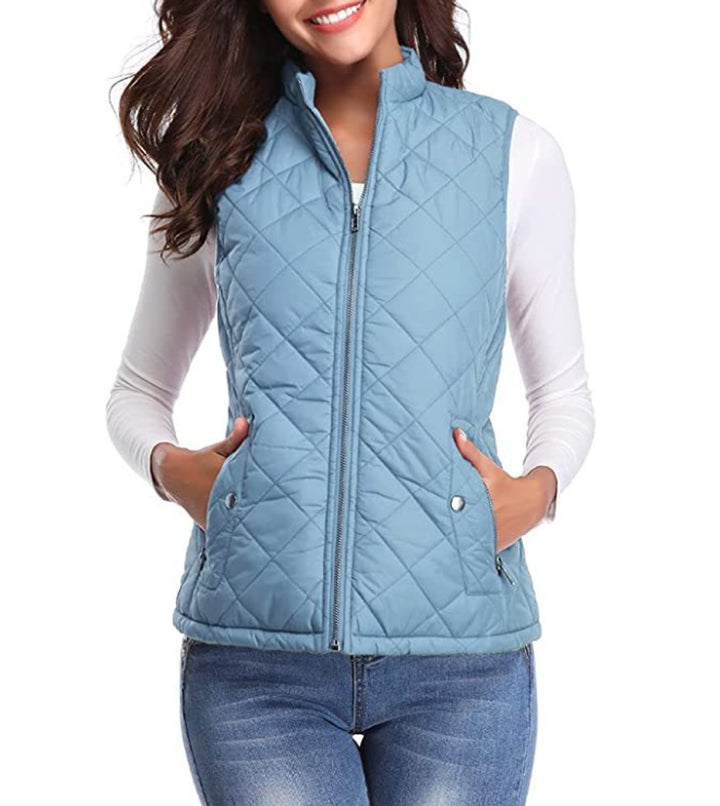 Women's Quilted Gilet with Stand Collar
