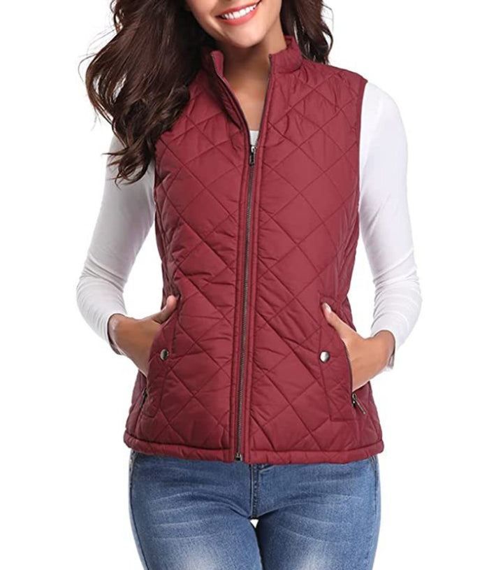 Women's Quilted Gilet with Stand Collar