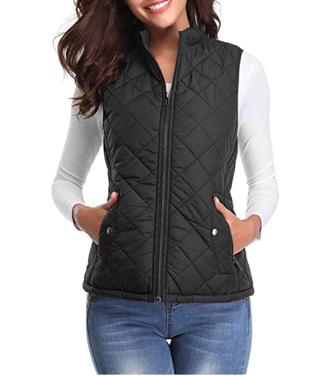 Women's Quilted Gilet with Stand Collar