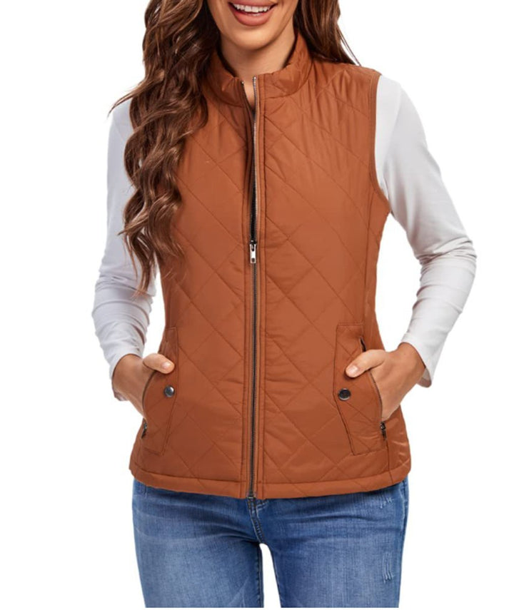 Women's Quilted Gilet with Stand Collar