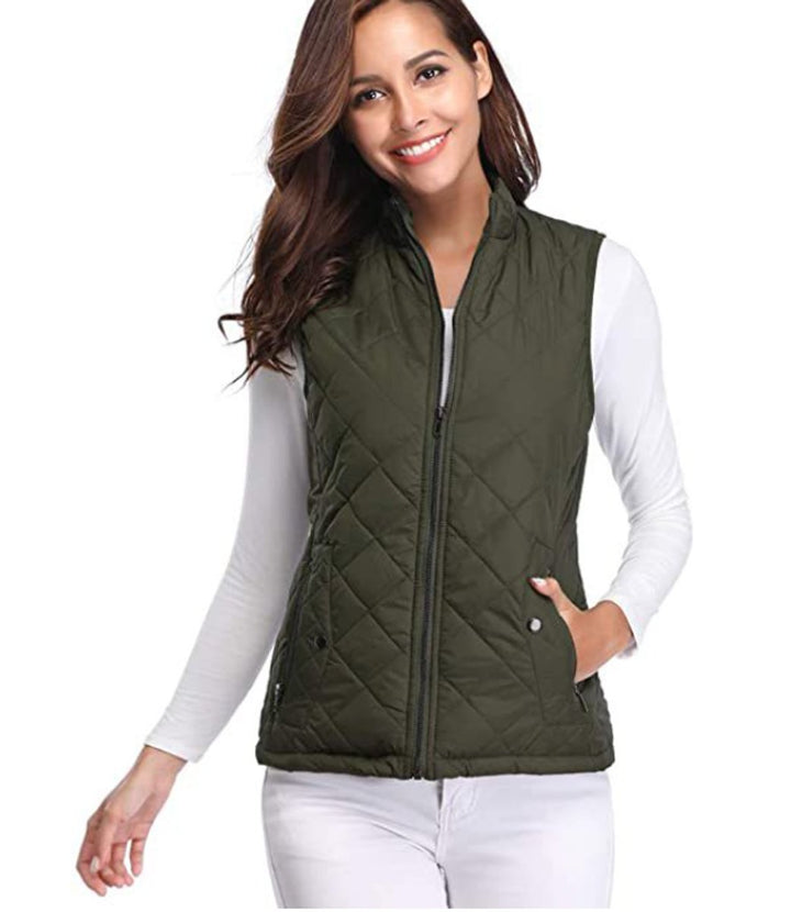 Women's Quilted Gilet with Stand Collar