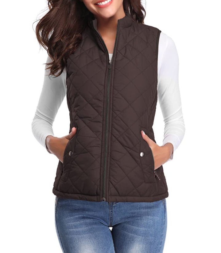Women's Quilted Gilet with Stand Collar