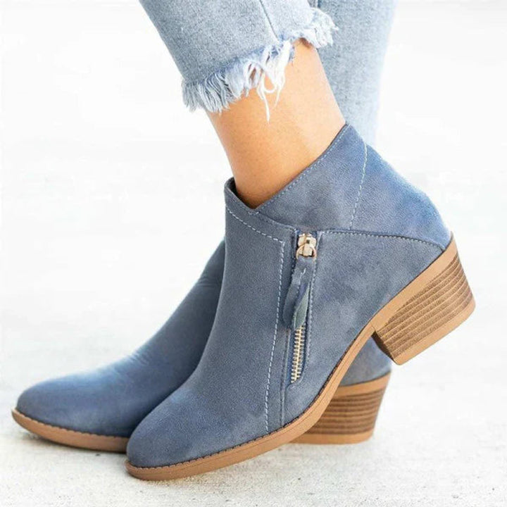 Women's Suede Ankle Boots with Zip Detail