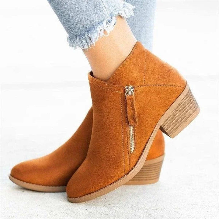 Women's Suede Ankle Boots with Zip Detail