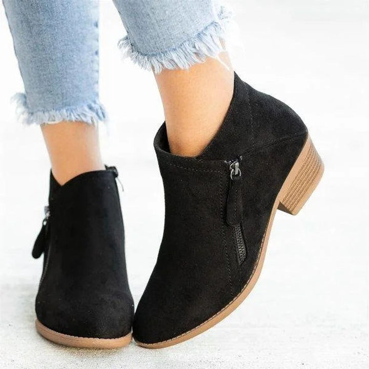 Women's Suede Ankle Boots with Zip Detail