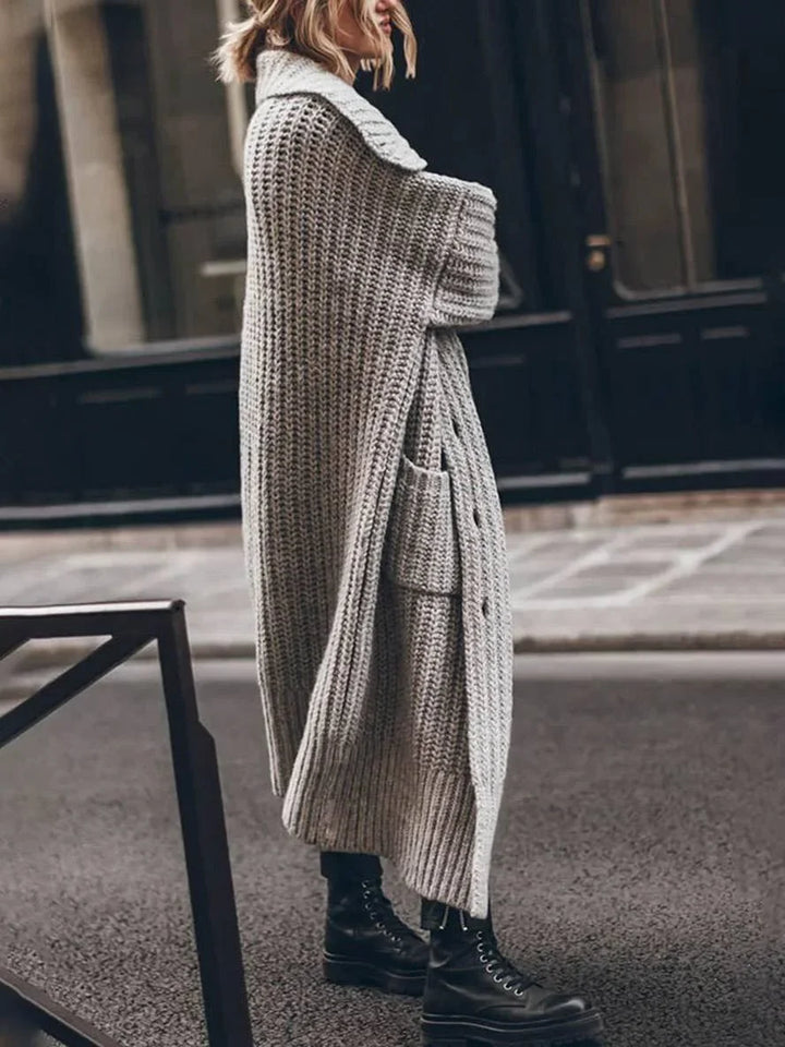 Women's Chunky Knit Longline Cardigan with Deep Pockets