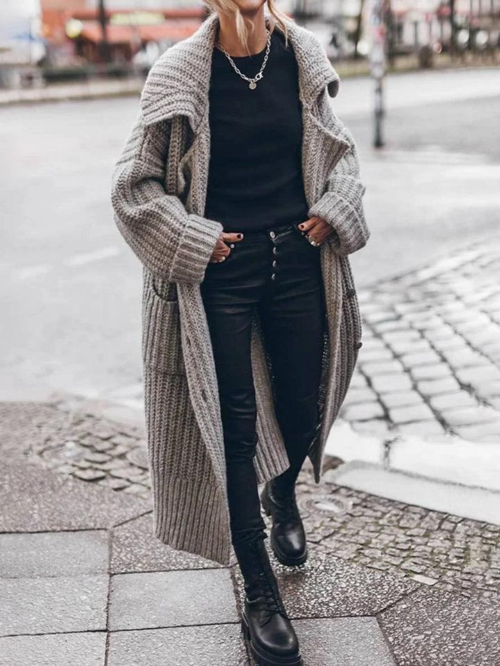 Women's Chunky Knit Longline Cardigan with Deep Pockets