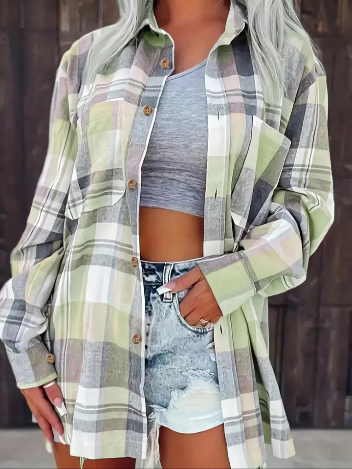 Women's Flannel Check Shirt with Chest Pockets