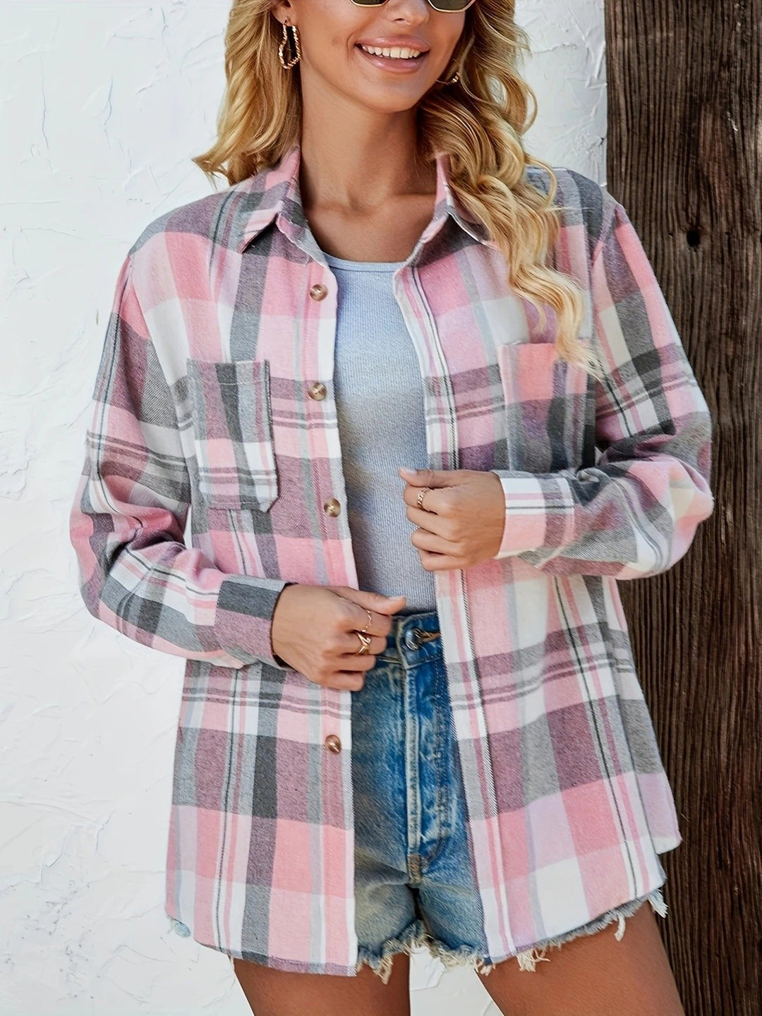 Women's Flannel Check Shirt with Chest Pockets