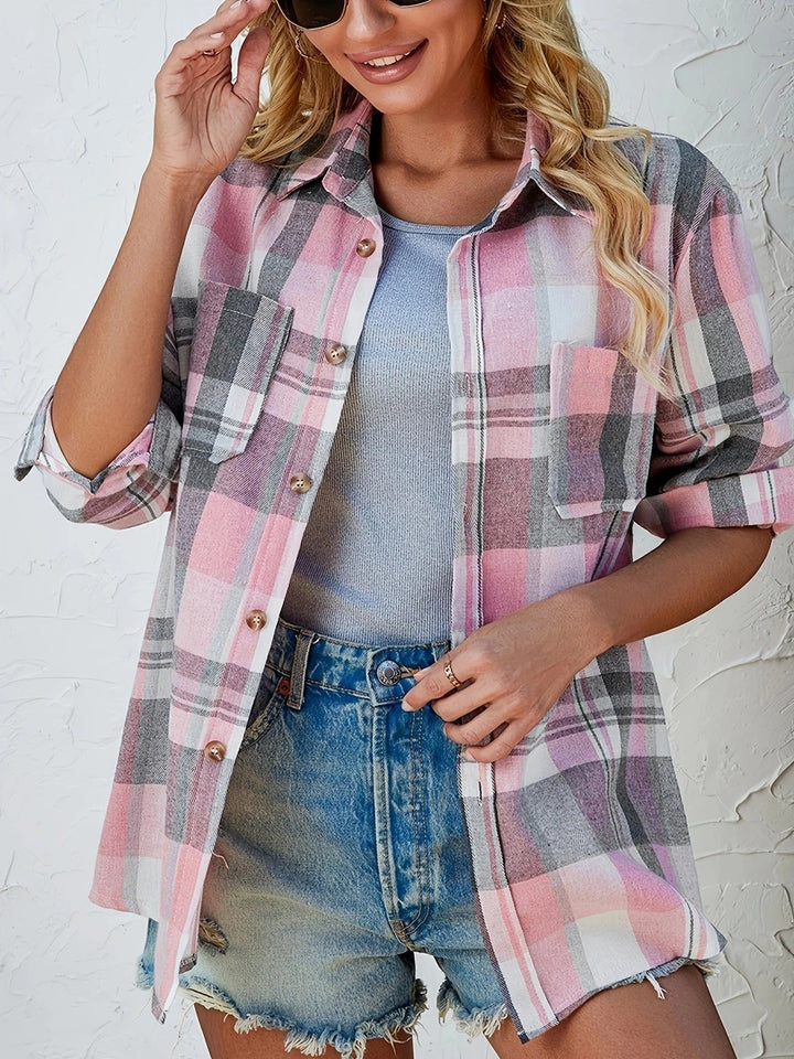 Women's Flannel Check Shirt with Chest Pockets