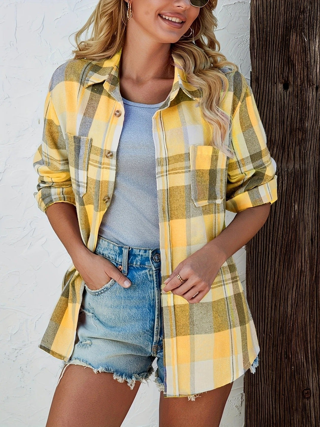 Women's Flannel Check Shirt with Chest Pockets