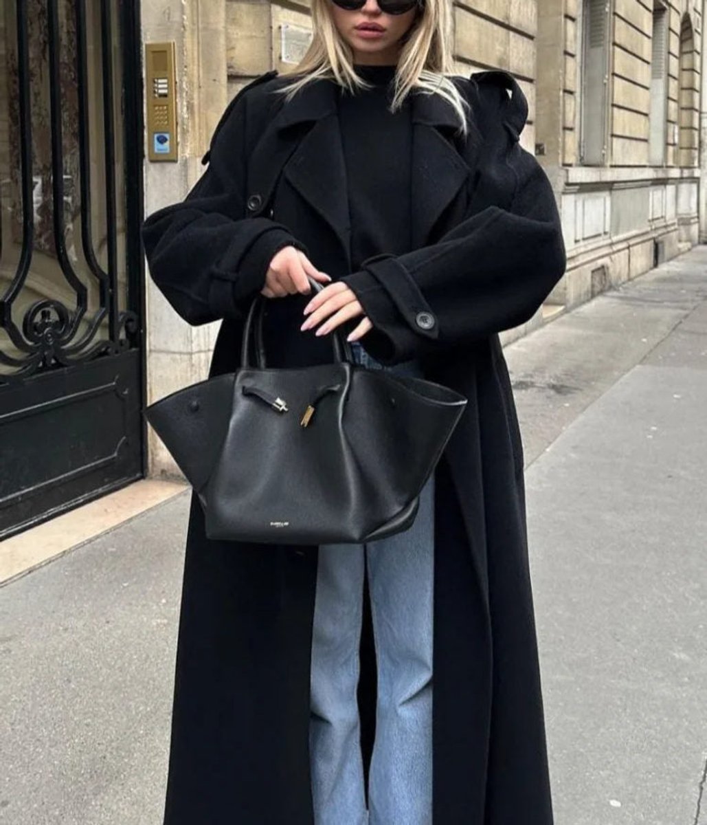 Women's Oversized Belted Trench Coat with Wide Lapel