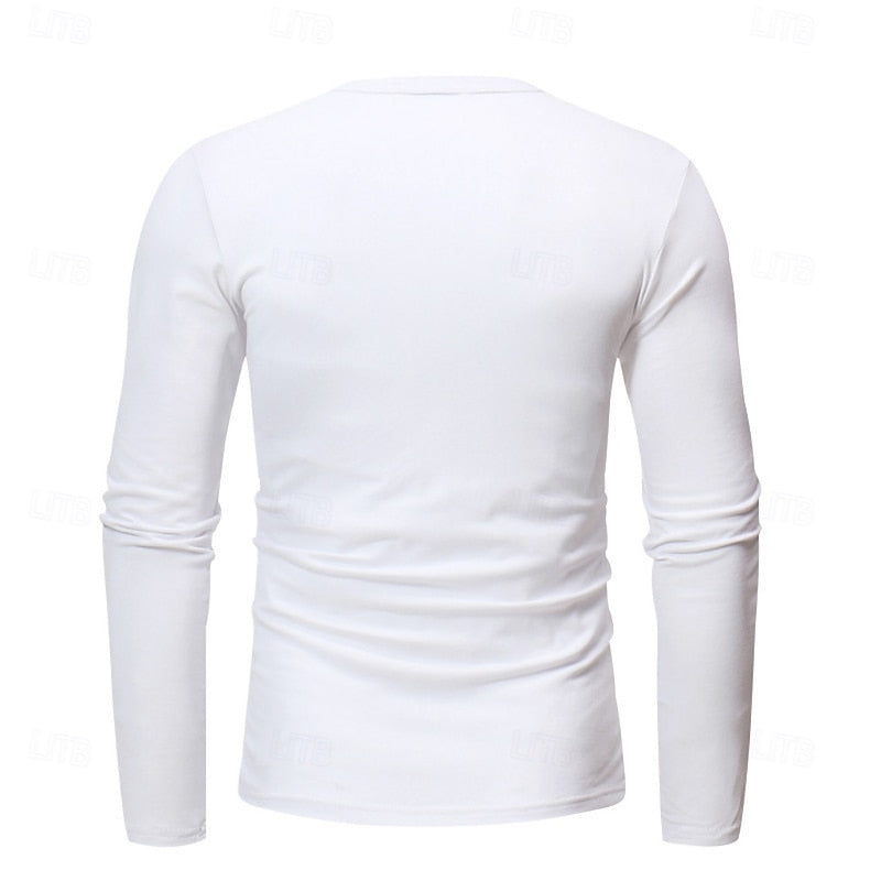 Men's Henley Shirt with Stand Collar Button Placket