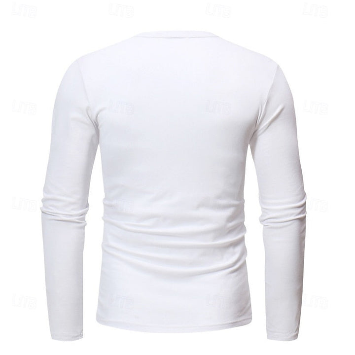 Men's Henley Shirt with Stand Collar Button Placket