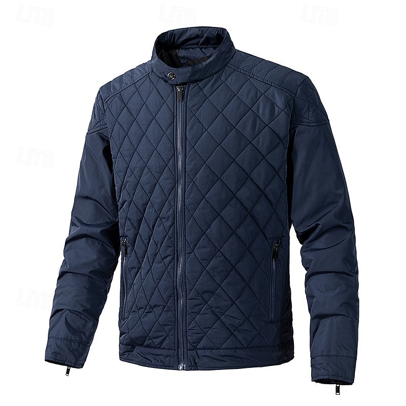 Veste pour homme matelassée en losanges, à col montant et poches zippées