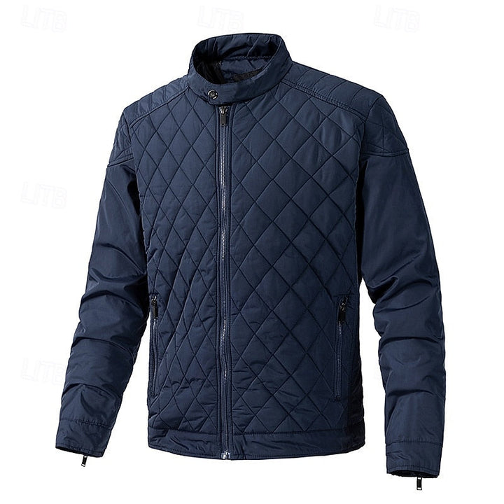 Veste pour homme matelassée en losanges, à col montant et poches zippées