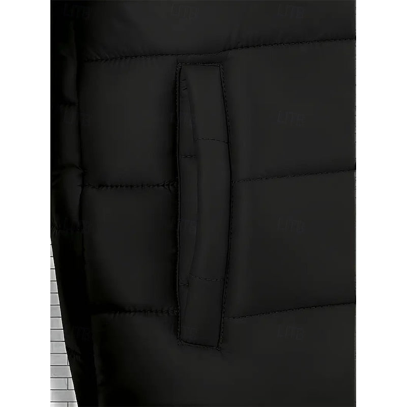 Men's Quilted Hooded Puffer Jacket with Lightweight Insulation