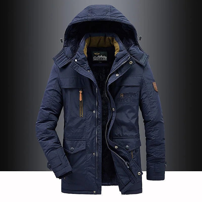 Men's Fleece-Lined Parka Jacket with Hood