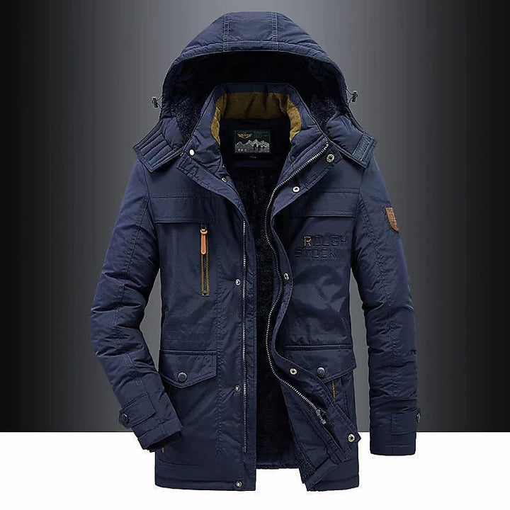 Men's Fleece-Lined Parka Jacket with Hood