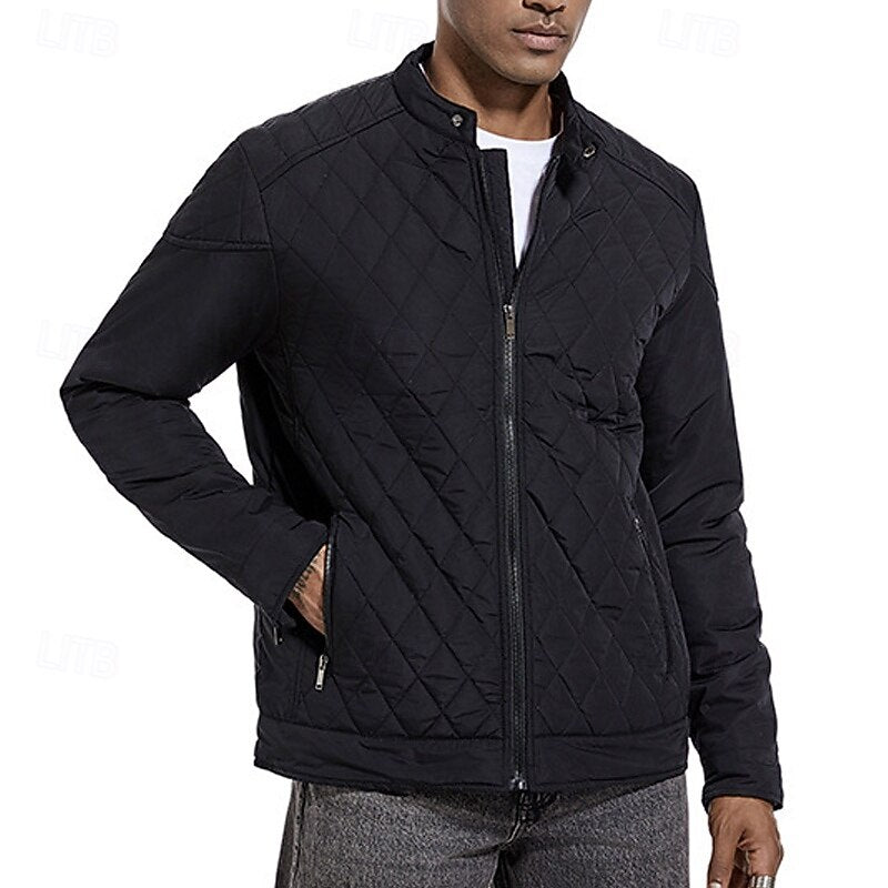 Veste pour homme matelassée en losanges, à col montant et poches zippées