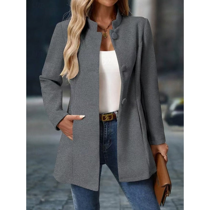 Women's Stand Collar Tailored Coat with Button Front