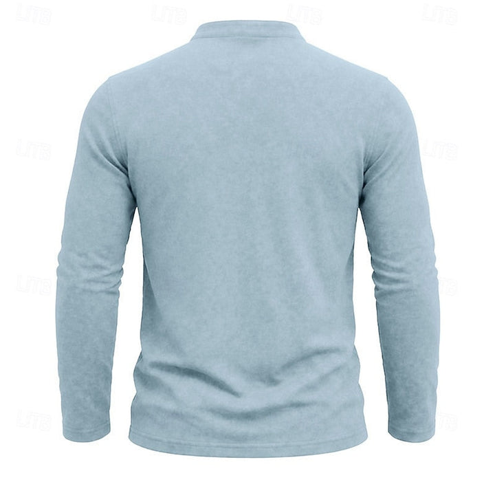 Men's Long Sleeve Henley with Chest Pocket