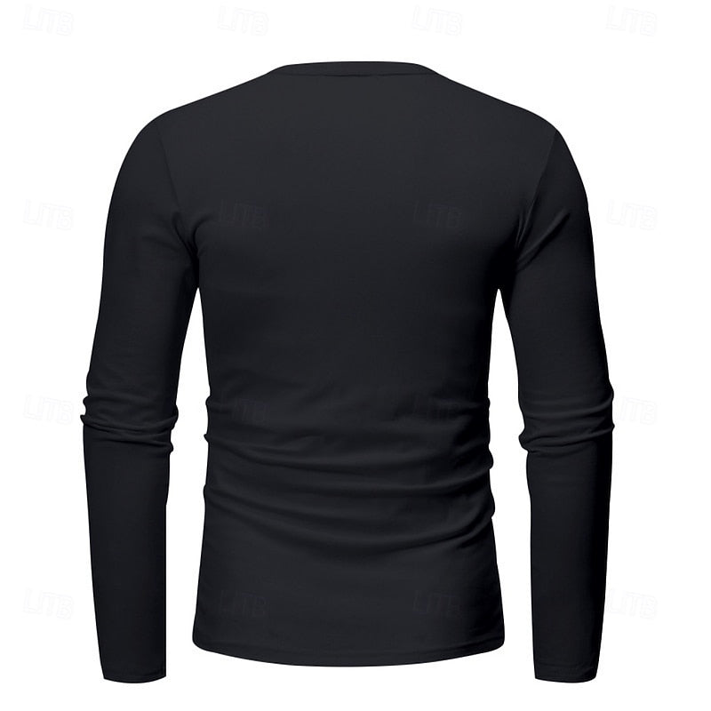 Men's Henley Shirt with Stand Collar Button Placket