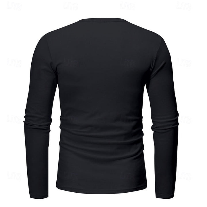 Men's Henley Shirt with Stand Collar Button Placket