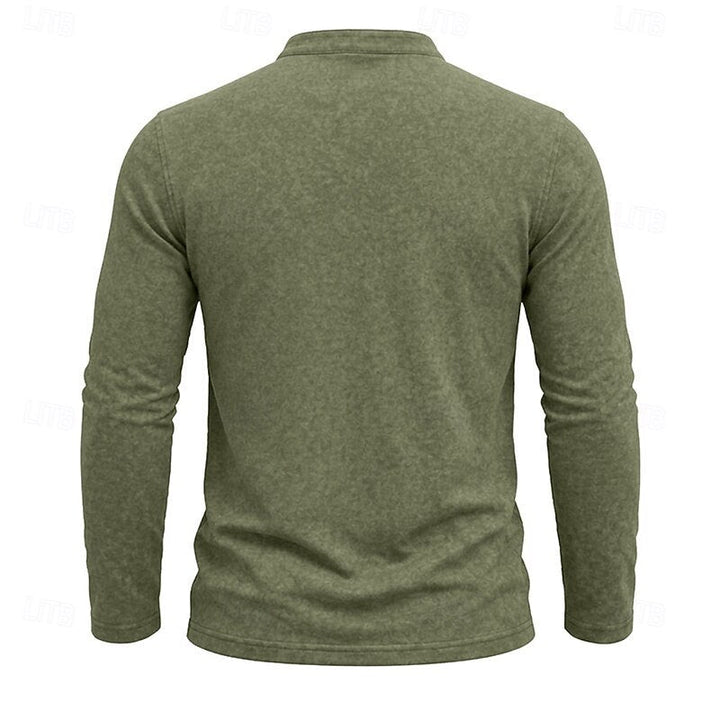 Men's Long Sleeve Henley with Chest Pocket
