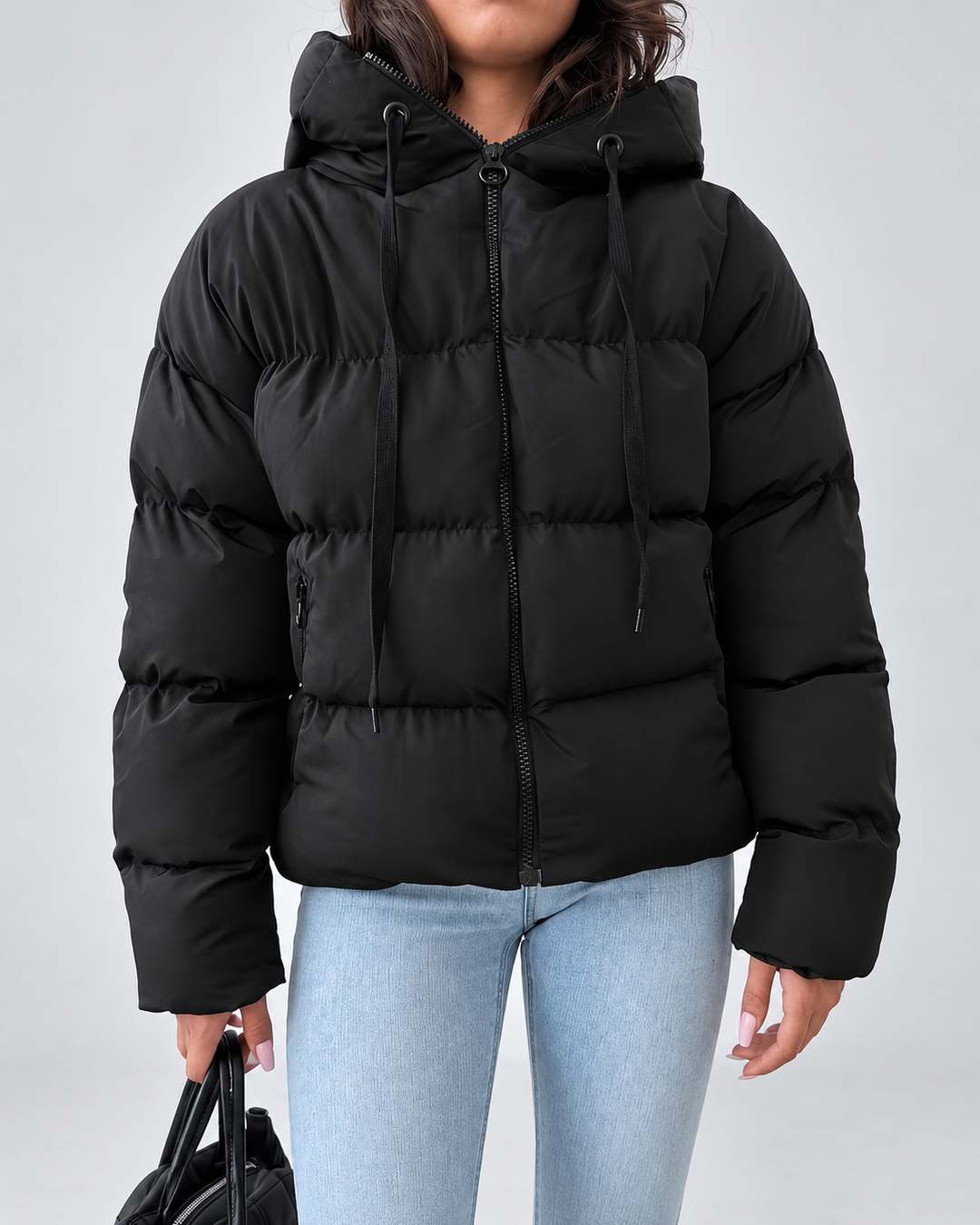 Women's Quilted Puffer Jacket with Adjustable Hood