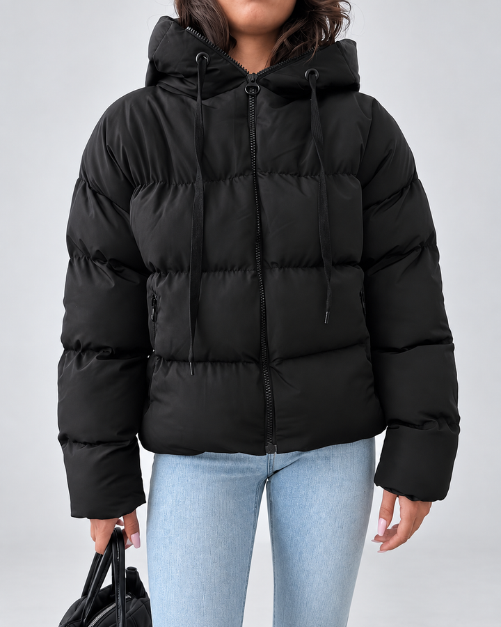 Women's Quilted Puffer Jacket with Adjustable Hood